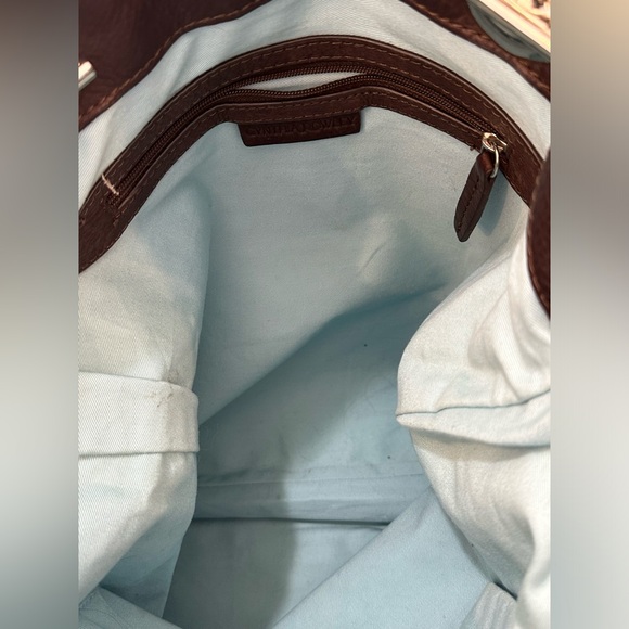 Cynthia Rowley brown leather bag with snake skin straps - Picture 3 of 4